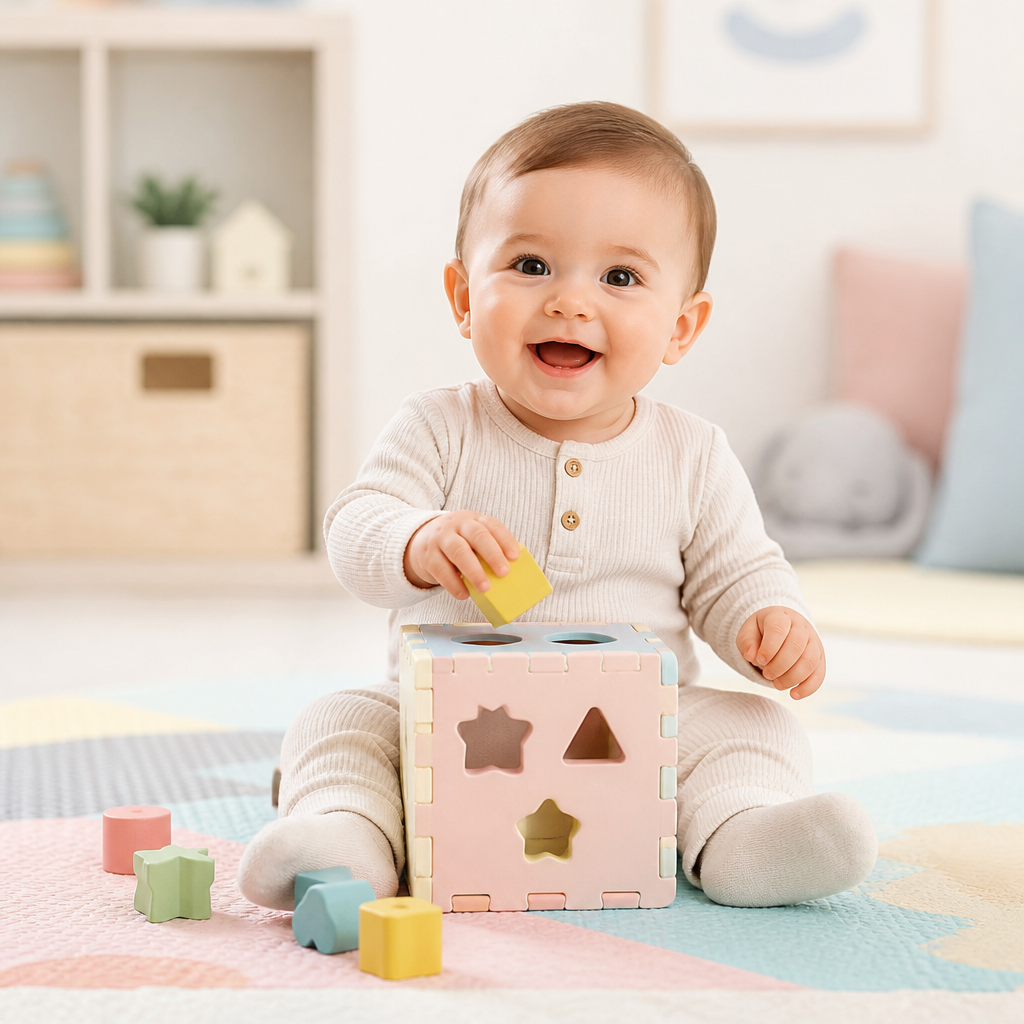 Bebê brincando com blocos